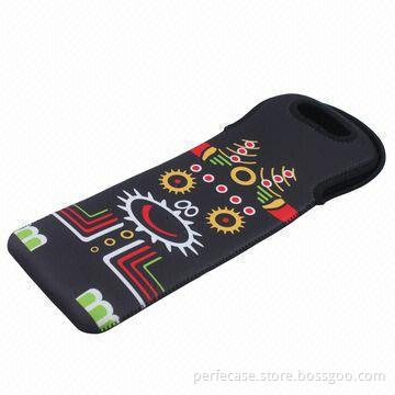 Gift bag for wine bottle, 3mm neoprene with special pattern printing, premium promotional item